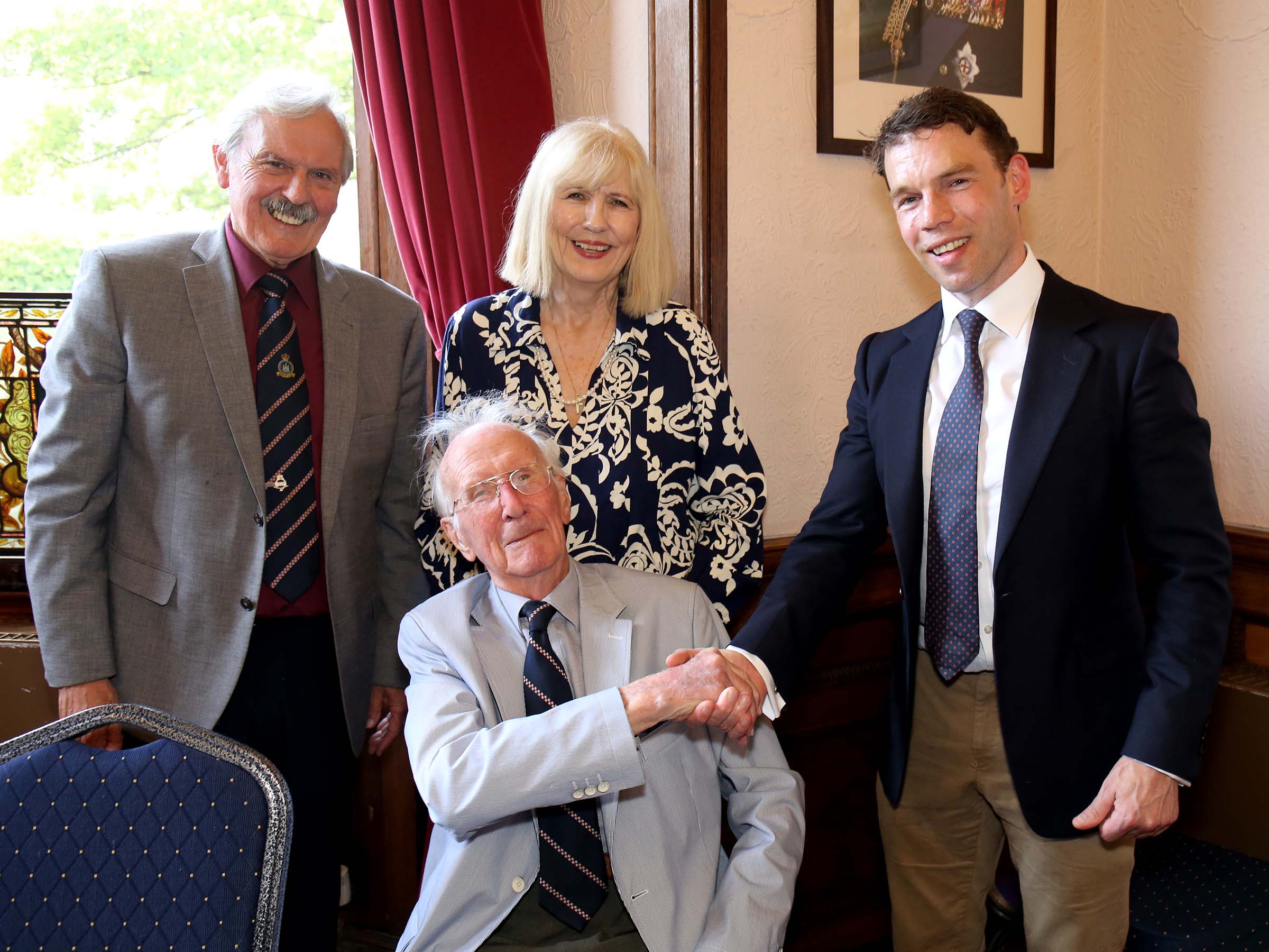 Veterans Housing Scotland president and chairman celebrate RAF veteran's 100th birthday