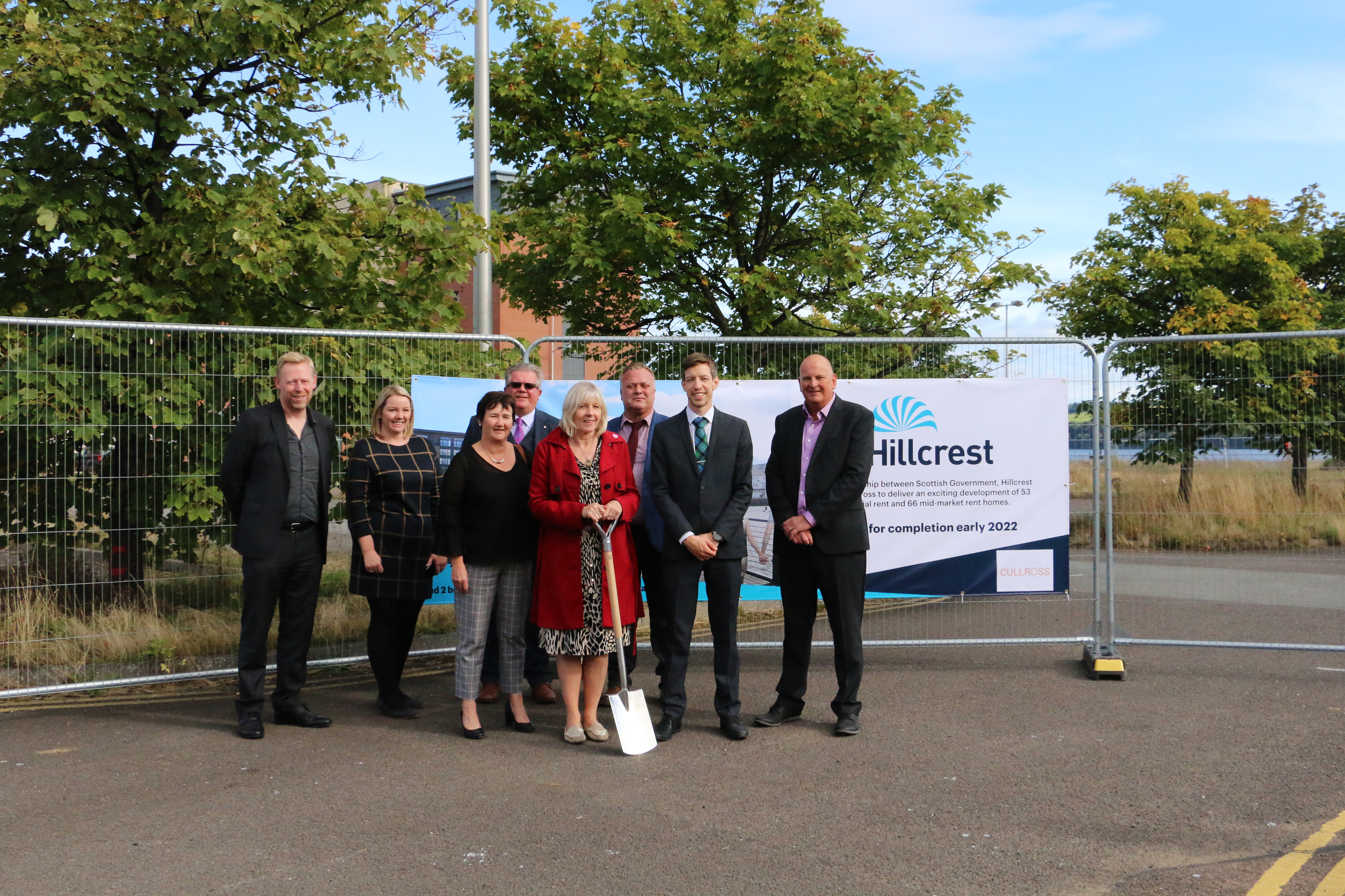 Councillors cut turf to mark beginning of work on Hillcrest's new affordable homes development in Dundee