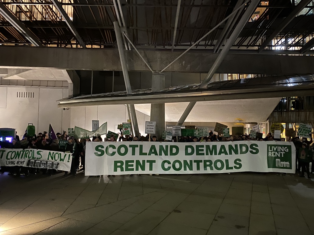 Tenants rally outside parliament urging MSPs to back rent controls