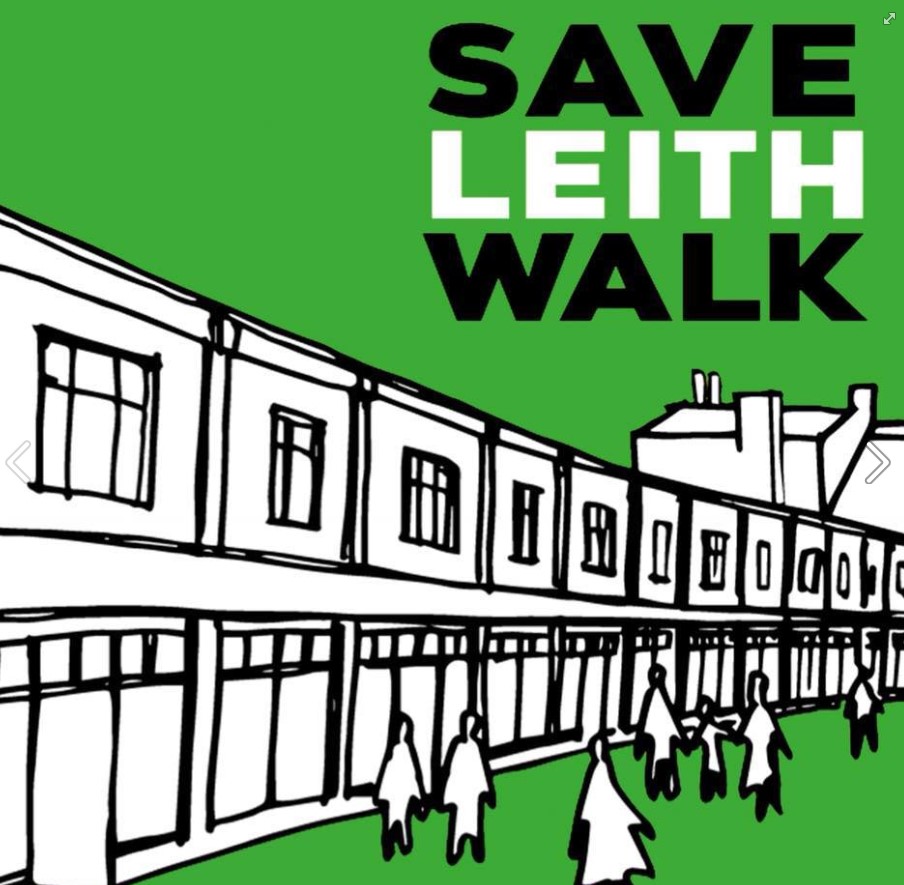 Save Leith Walk campaigners project images onto closed down buildings