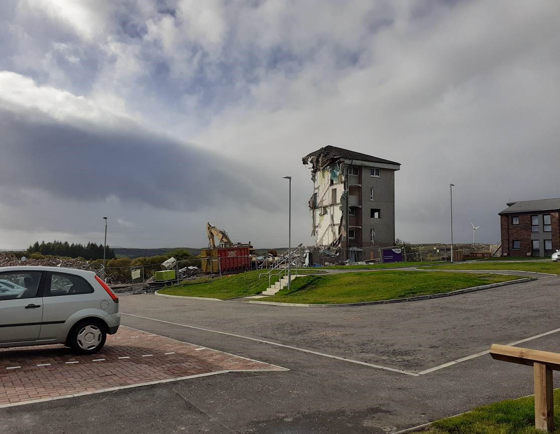 Housing association makes way for new homes with demolition of three blocks in Port Glasgow