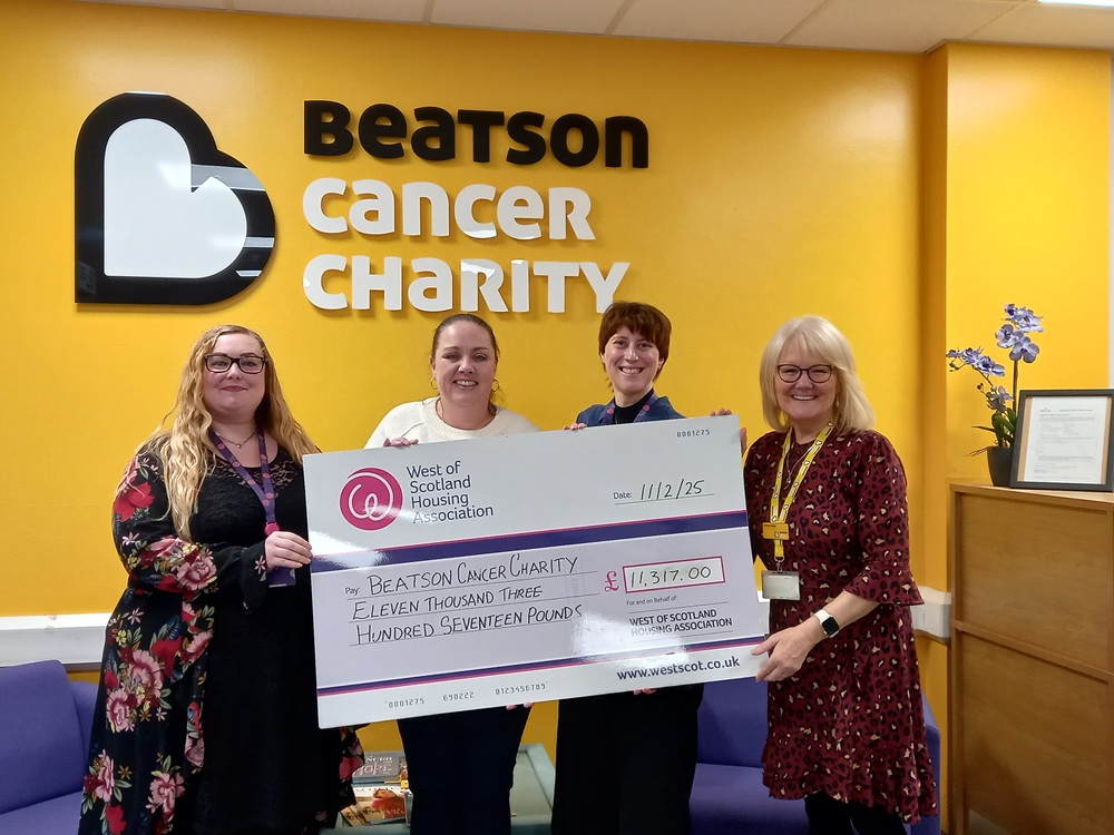 West of Scotland Housing Association raises over £11k to support those affected by cancer diagnosis