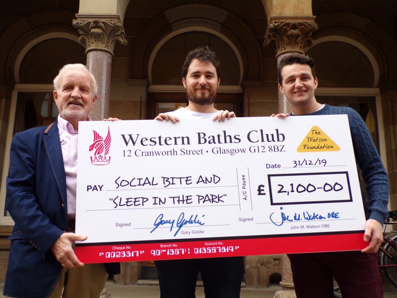 Social Bite receives £2,100 from iconic Glasgow baths